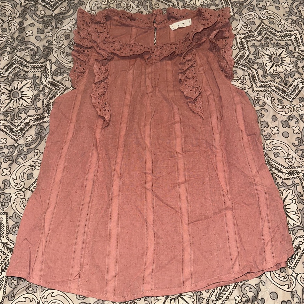 Dusty Rose Ruffled Sleeveless Top